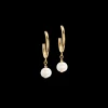 Earrings Creole Freshwater Pearls & Chunky Chain Navette Multiwear white-gold