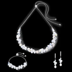 Earrings Dancing Crystals & Pearls silver
