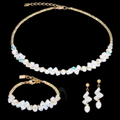 Earrings Dancing Crystals & Pearls gold