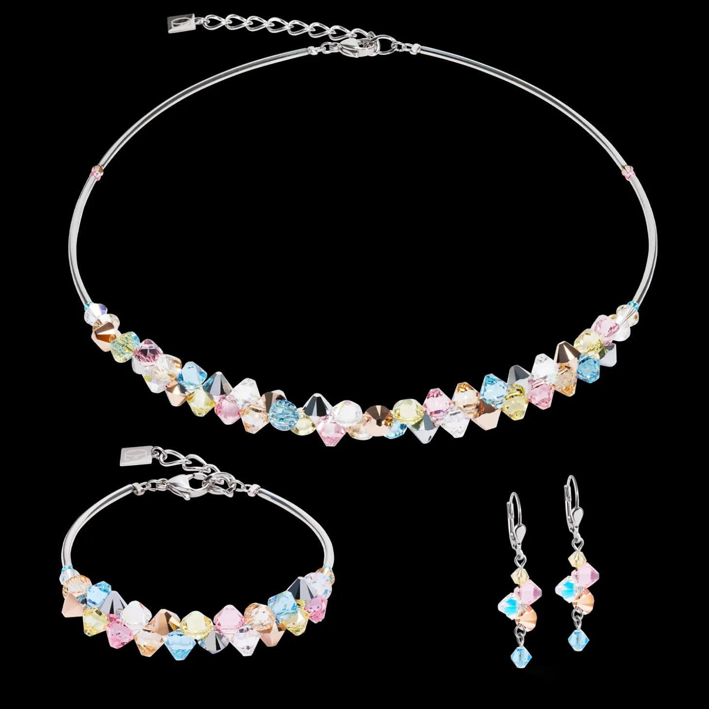 Earrings Dancing Crystals silver-pastel