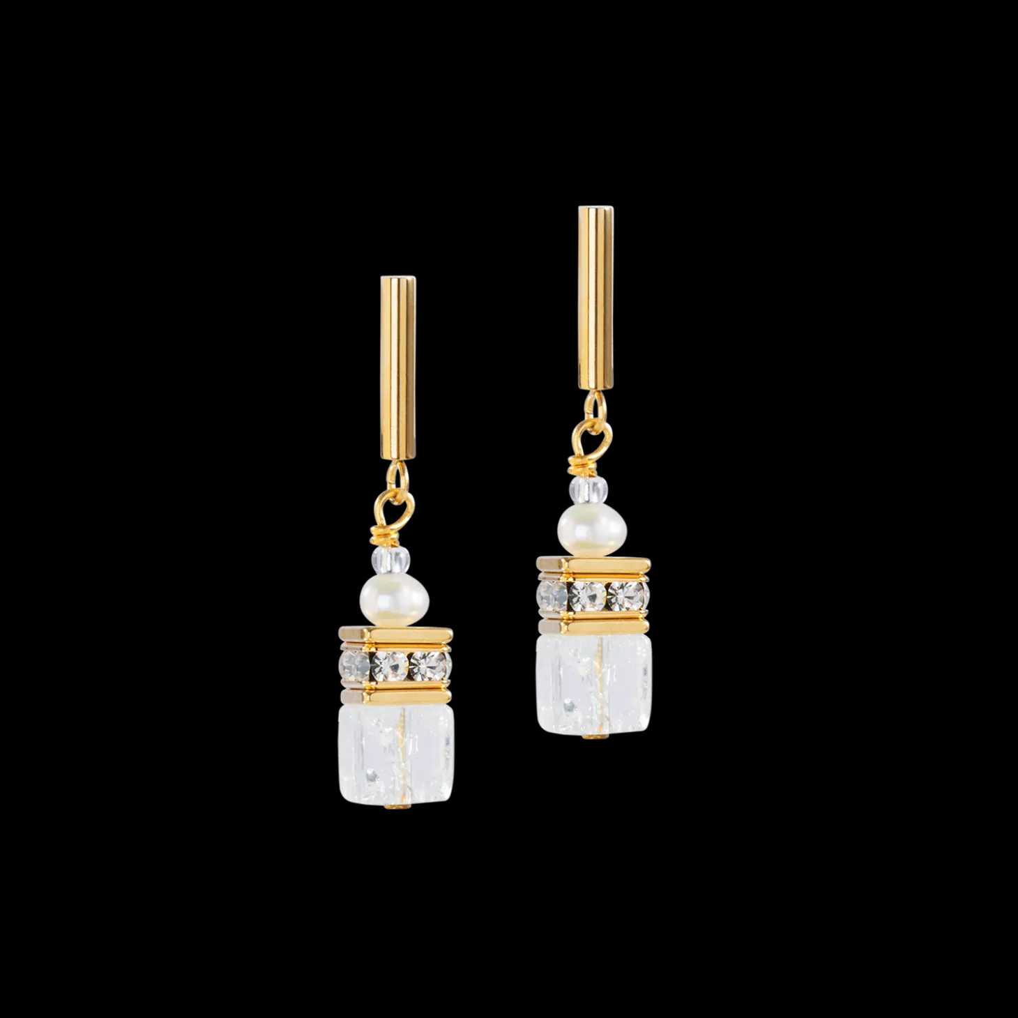 Earrings GeoCUBE® Fusion Precious Pearl Mix gold-white