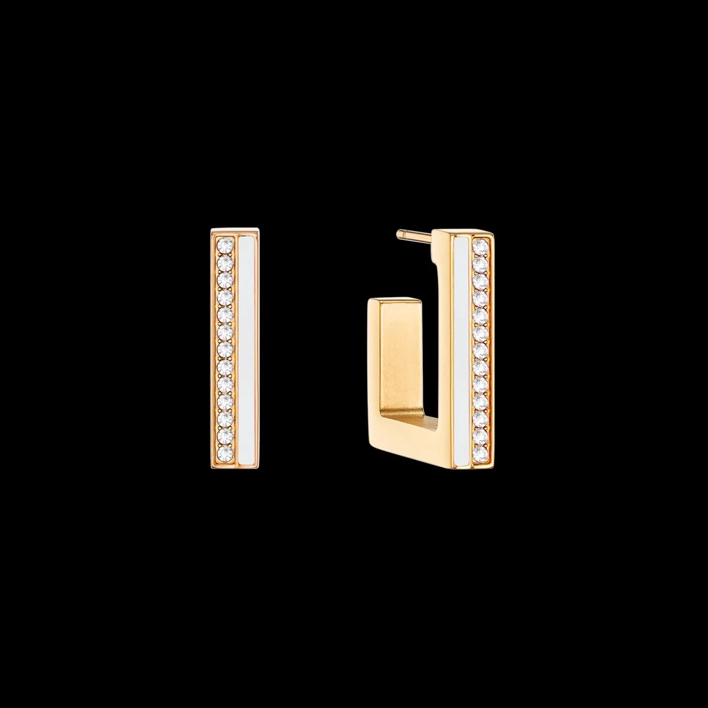Earrings Hoops Square Stripes 20 gold-white
