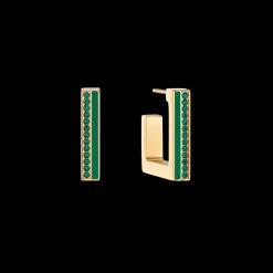 Earrings Hoops Square Stripes 20 gold-green