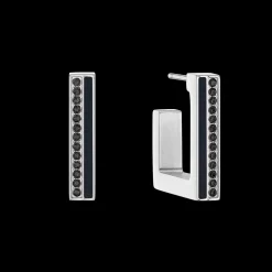 Earrings Hoops Square Stripes 20 silver-black