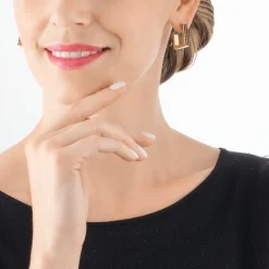 Earrings Hoops Square Stripes 20 gold-black