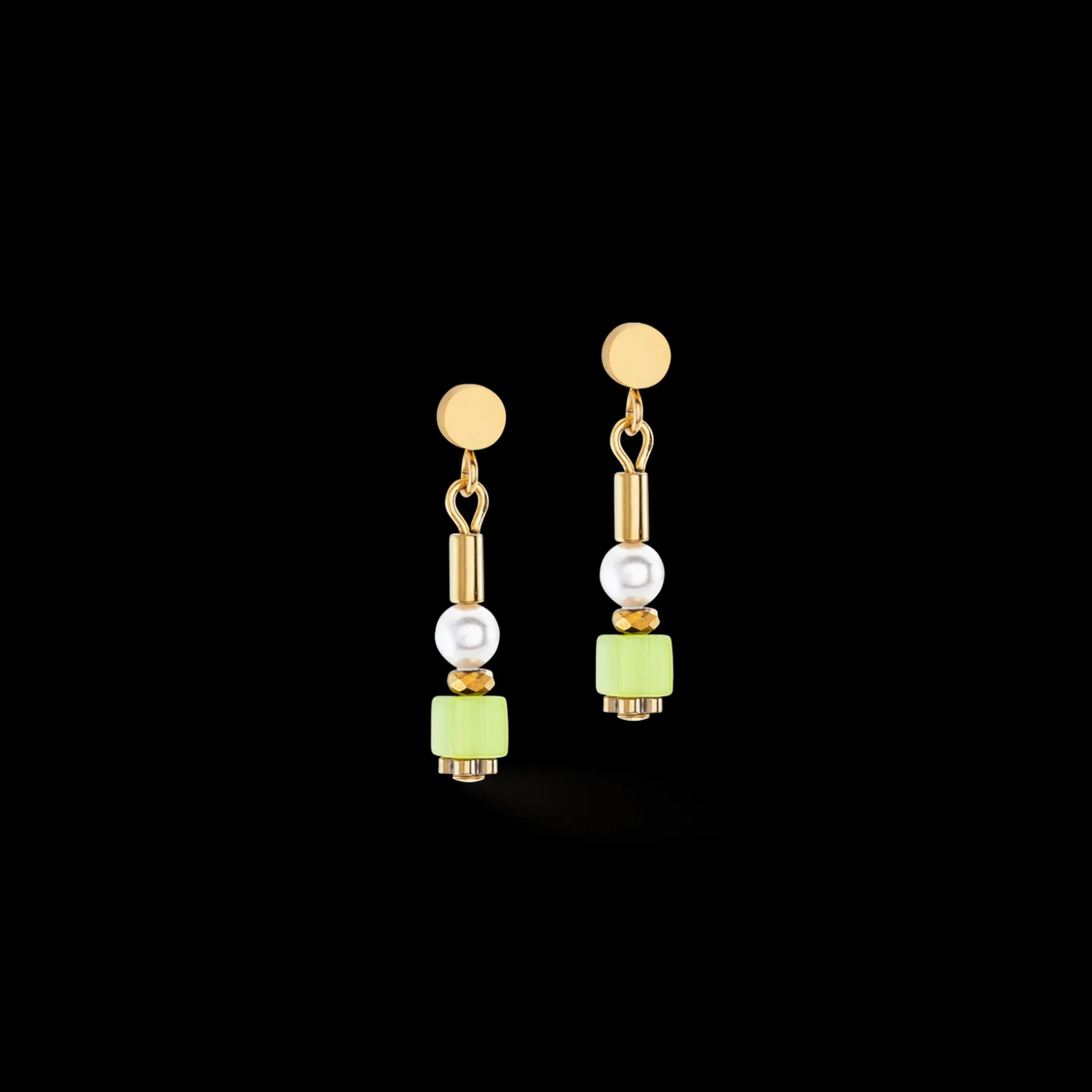 Earrings Mini Cubes & Pearls Mix gold-rainbow