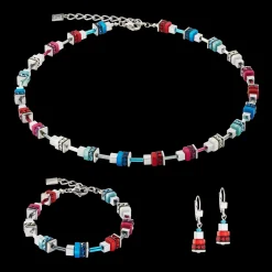 Earrings Modern Future Cube blue-red