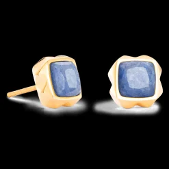 Earrings Spikes Square Aventurine gold-blue