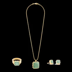 Earrings Spikes Square Aventurine gold-green
