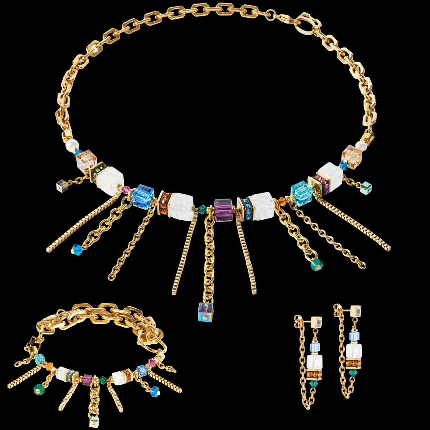 Earrings Sunray Cube Couture gold-multicolour