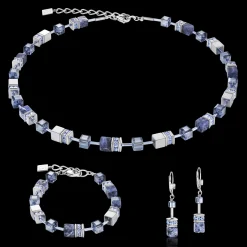 GeoCUBE® Earrings sodalite & haematite blue