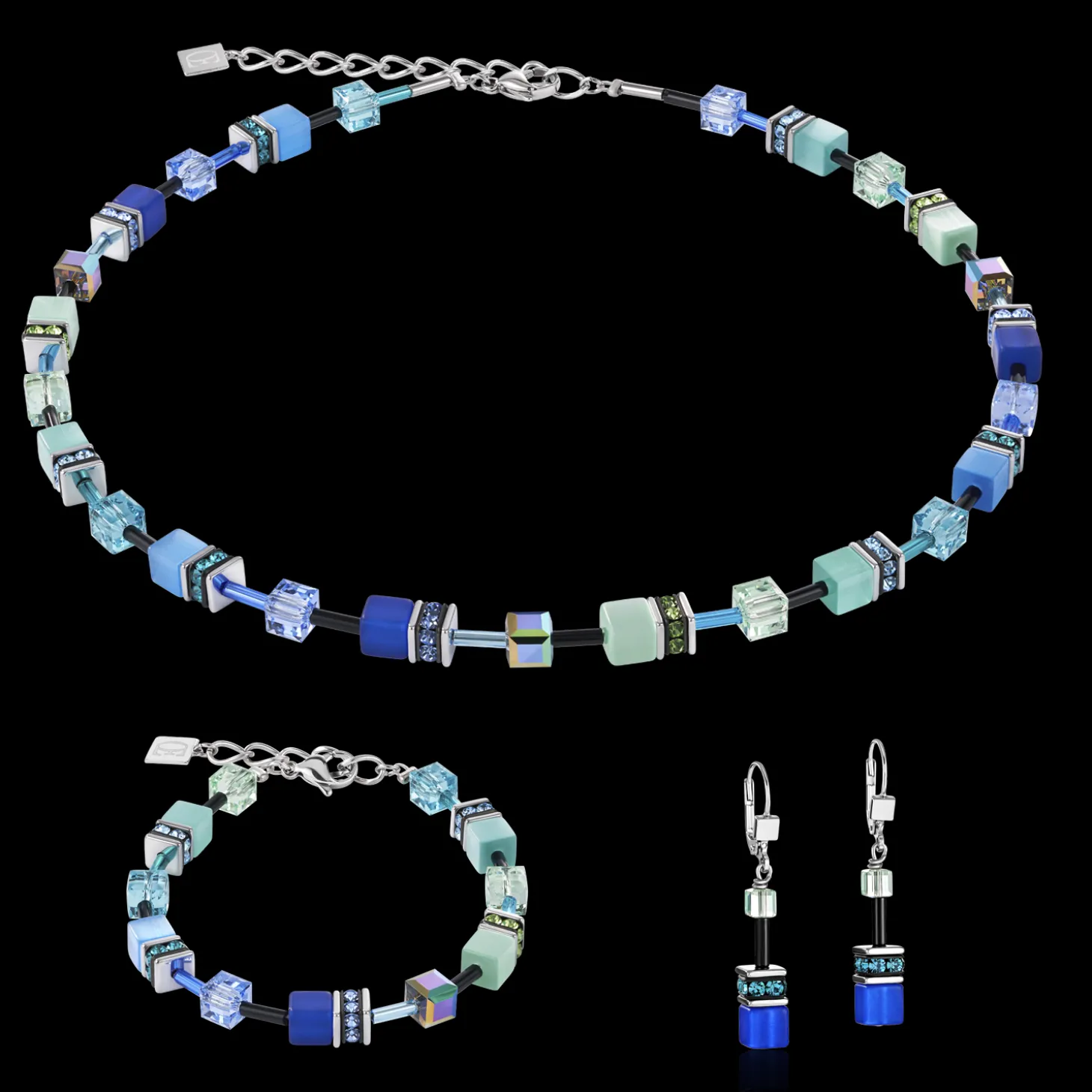 GeoCUBE® Earrings blue-green