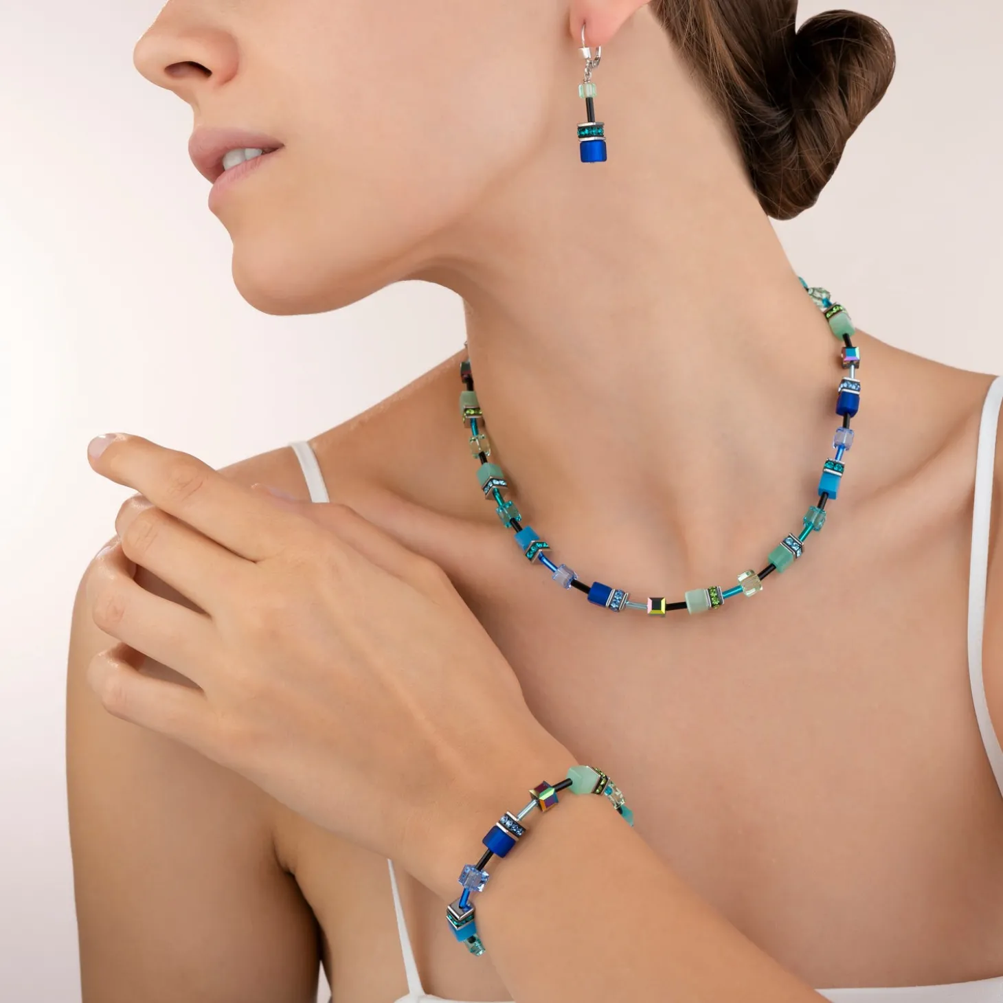 GeoCUBE® Earrings blue-green