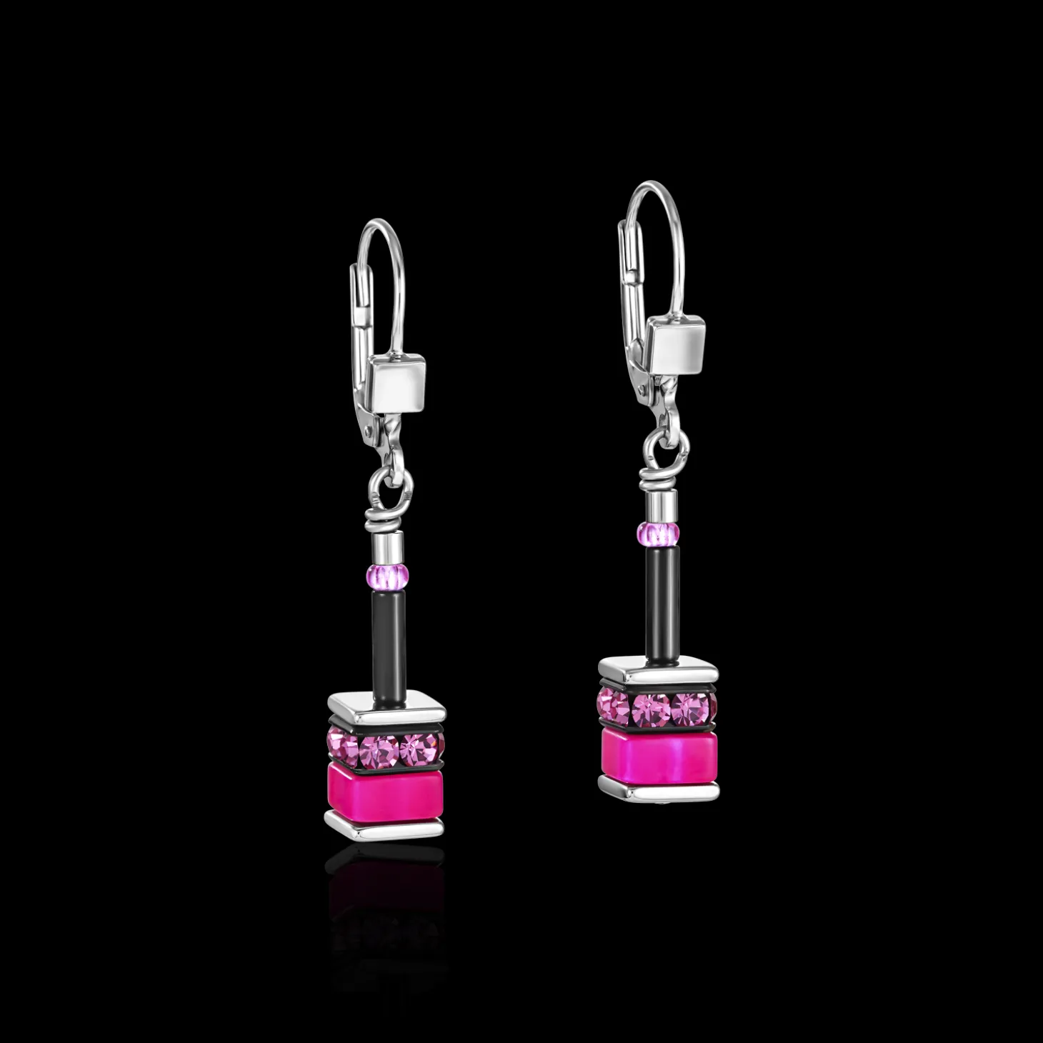 GeoCUBE® Earrings classic polaris & rhinestone multicolour