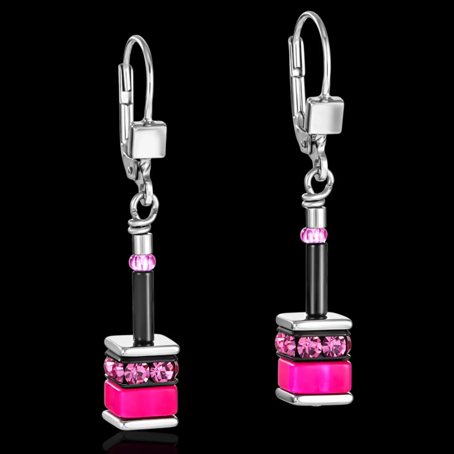 GeoCUBE® Earrings classic polaris & rhinestone multicolour