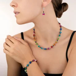 GeoCUBE® Earrings classic polaris & rhinestone multicolour