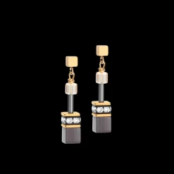 GEOCUBE® Earrings grey-gold