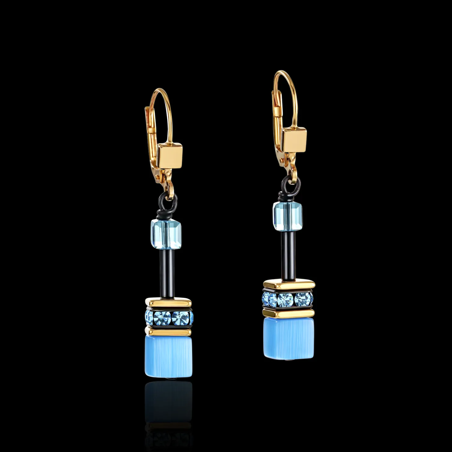 GeoCUBE® Earrings multicolour rainbow gold