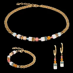 GeoCUBE® Fusion Summer hoop earrings gold-sunset
