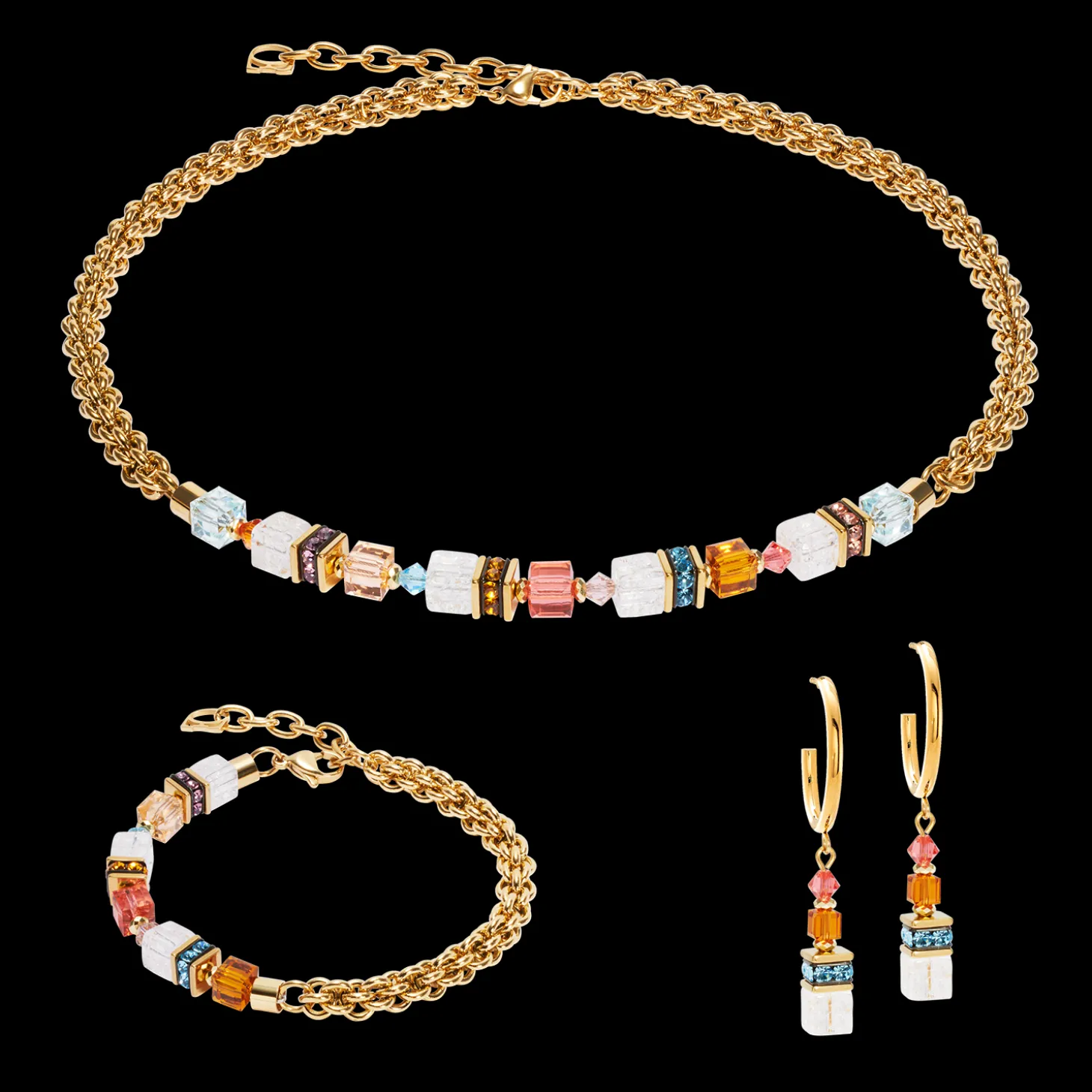 GeoCUBE® Fusion Summer hoop earrings gold-sunset