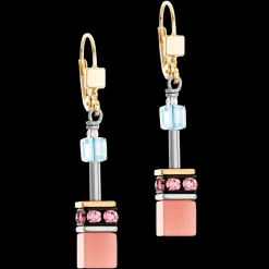 GeoCUBE® Iconic earrings aqua-apricot