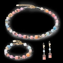 GeoCUBE® Iconic earrings aqua-apricot
