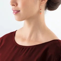 GeoCUBE® Iconic earrings gold red