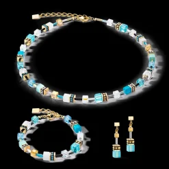 GeoCUBE® Iconic earrings gold turquoise