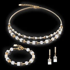GeoCUBE® Iconic Layer earrings gold-white