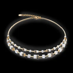 GeoCUBE® Iconic Layer necklace gold-white