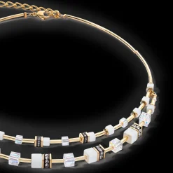 GeoCUBE® Iconic Layer necklace gold-white