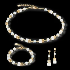 GeoCUBE® Iconic Nature earrings gold white