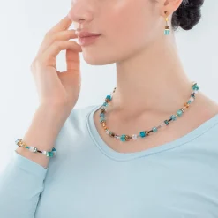 GeoCUBE® Iconic necklace gold turquoise