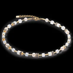 GeoCUBE® Iconic Pearl Mix necklace gold-white