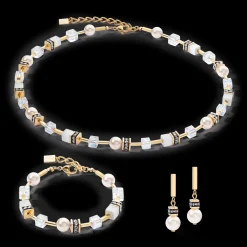 GeoCUBE® Iconic Pearl Mix necklace gold-white