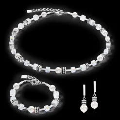 GeoCUBE® Iconic Pearl Mix necklace silver-white