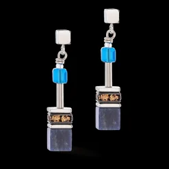 GeoCUBE® Iconic Precious earrings blue-brown