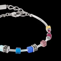 GeoCUBE® Lite Mini Bracelet Rainbow silver