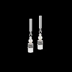 GeoCUBE® Mini Fusion Pearls Earrings silver-white