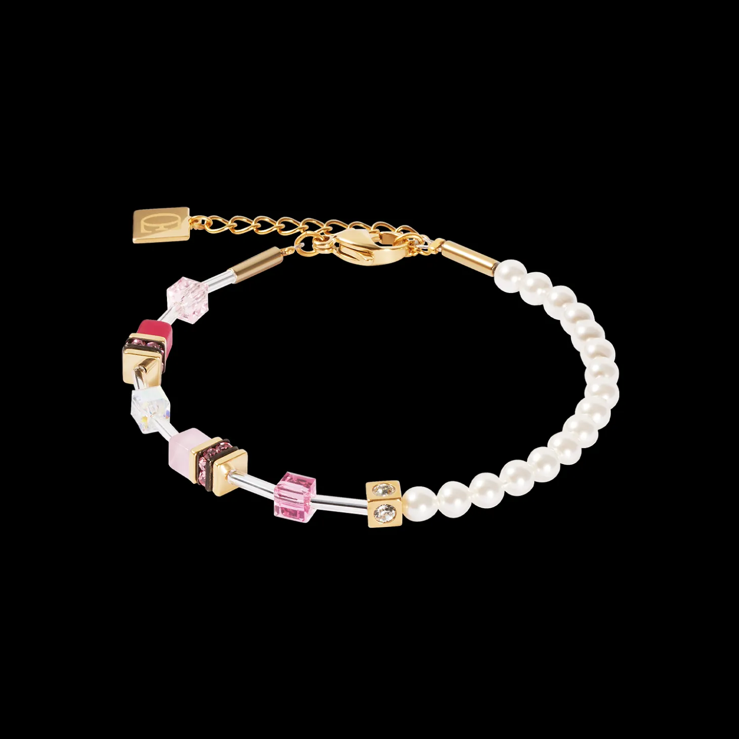 GeoCUBE® Mini Fusion Pearls Bracelet gold-rose