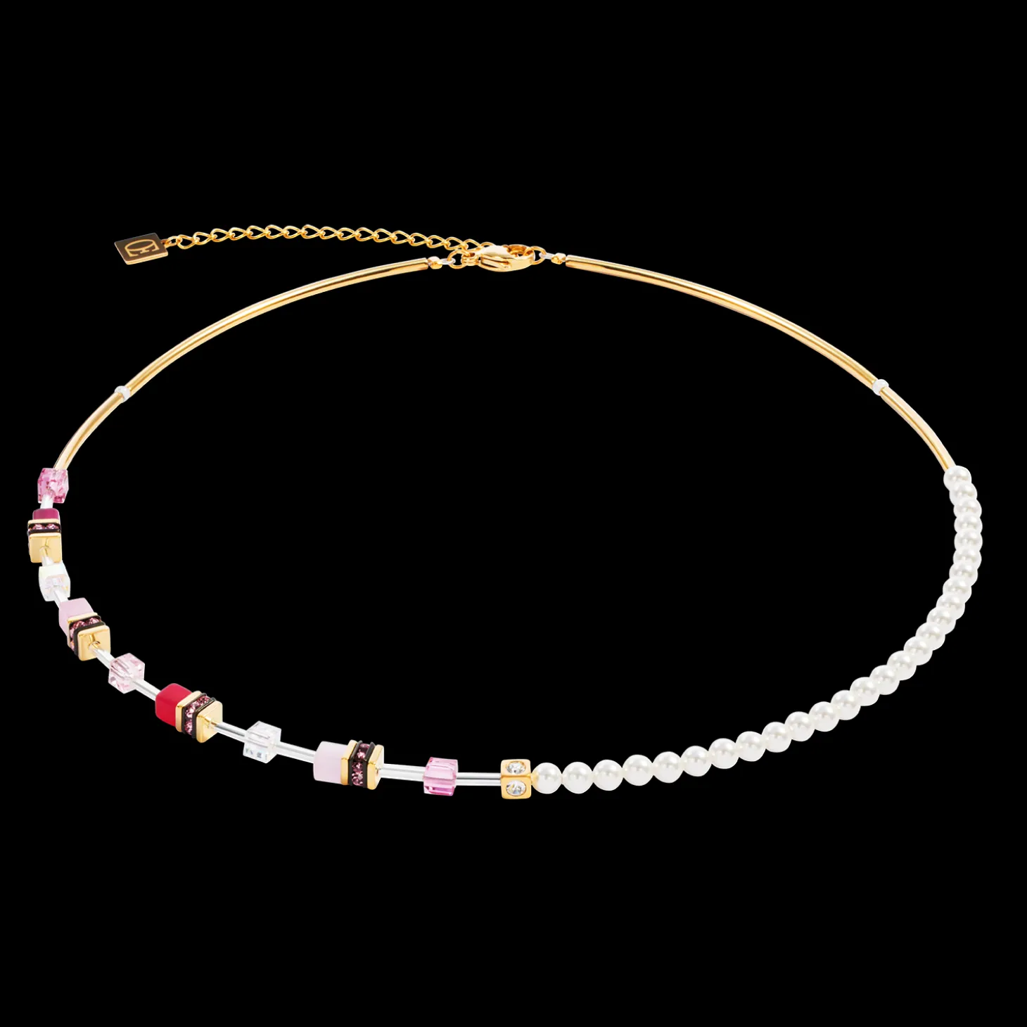 GeoCUBE® Mini Fusion Pearls Necklace gold-rose