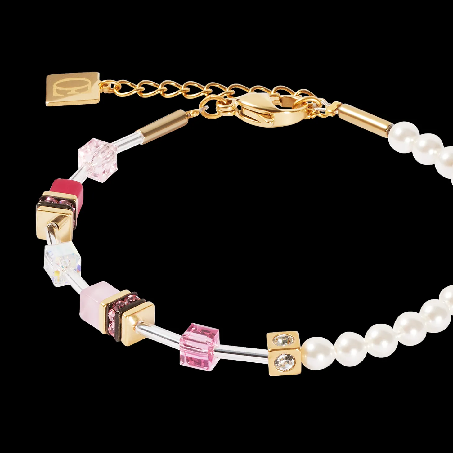 GeoCUBE® Mini Fusion Pearls Bracelet gold-rose