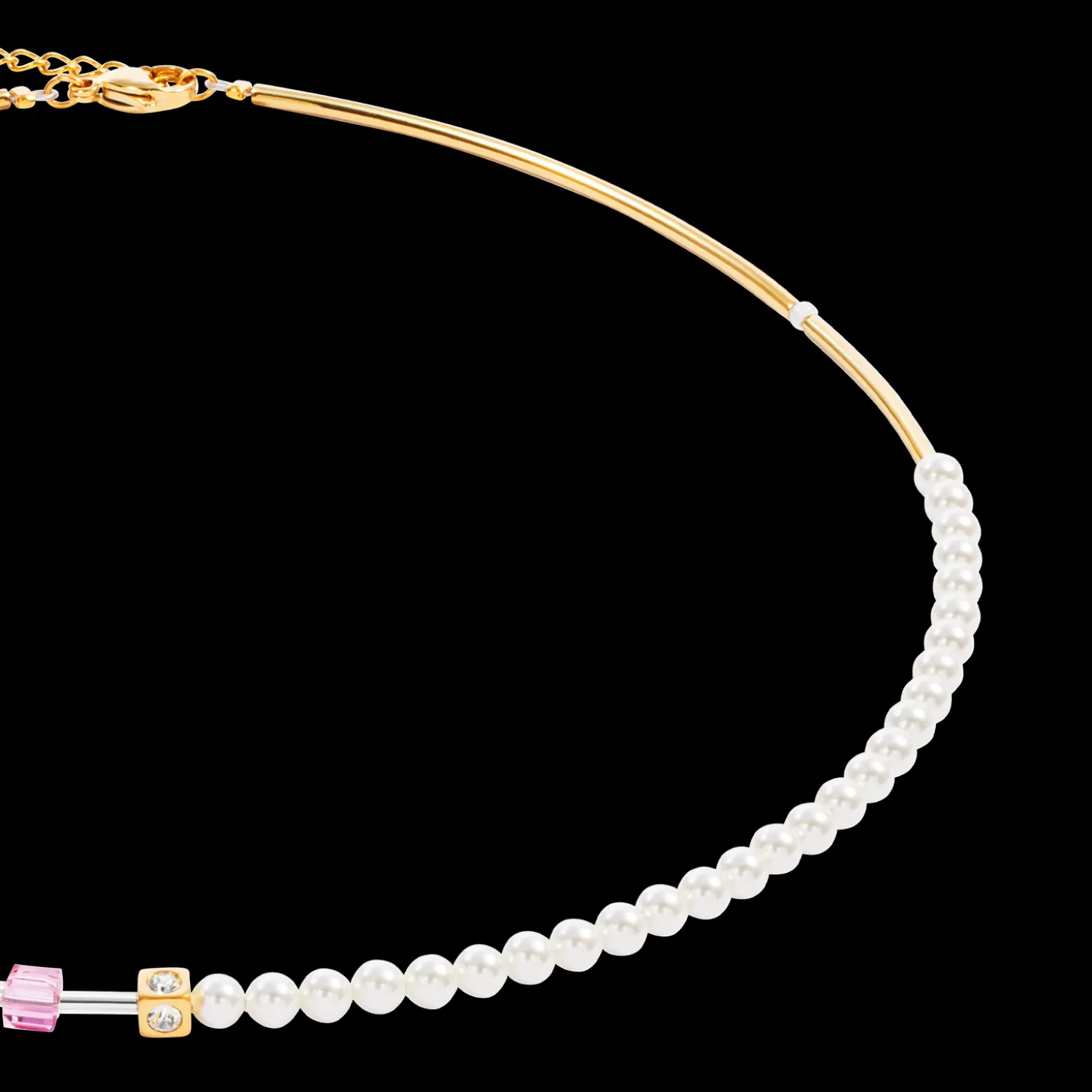 GeoCUBE® Mini Fusion Pearls Necklace gold-rose