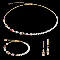 GeoCUBE® Mini Fusion Pearls Necklace gold-rose