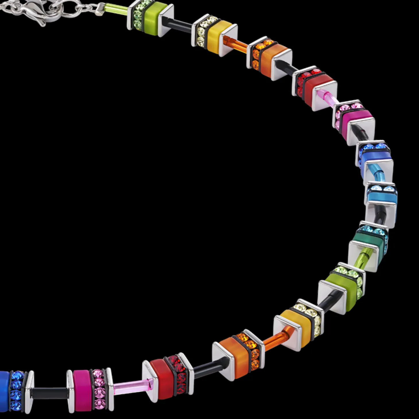 GeoCUBE® Necklace classic polaris & rhinestone multicolour