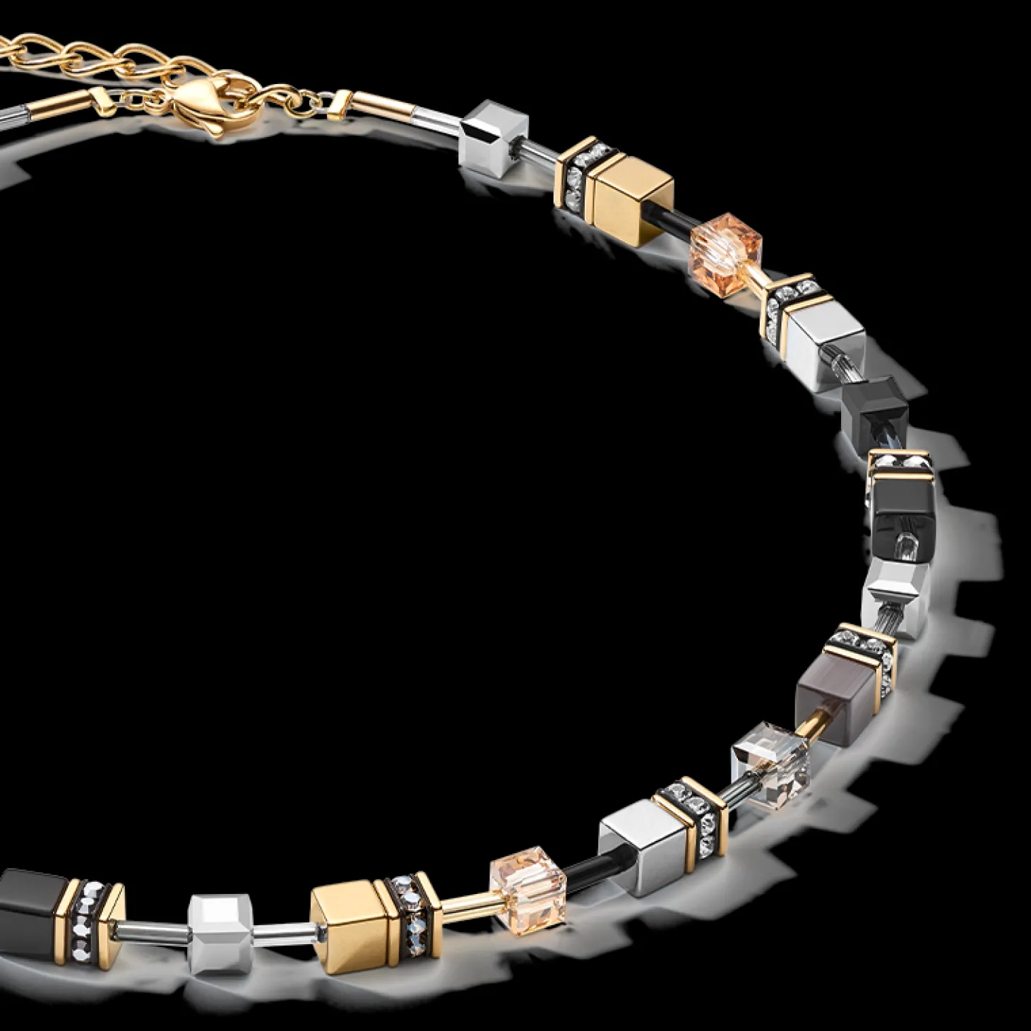 GEOCUBE® Necklace grey-gold