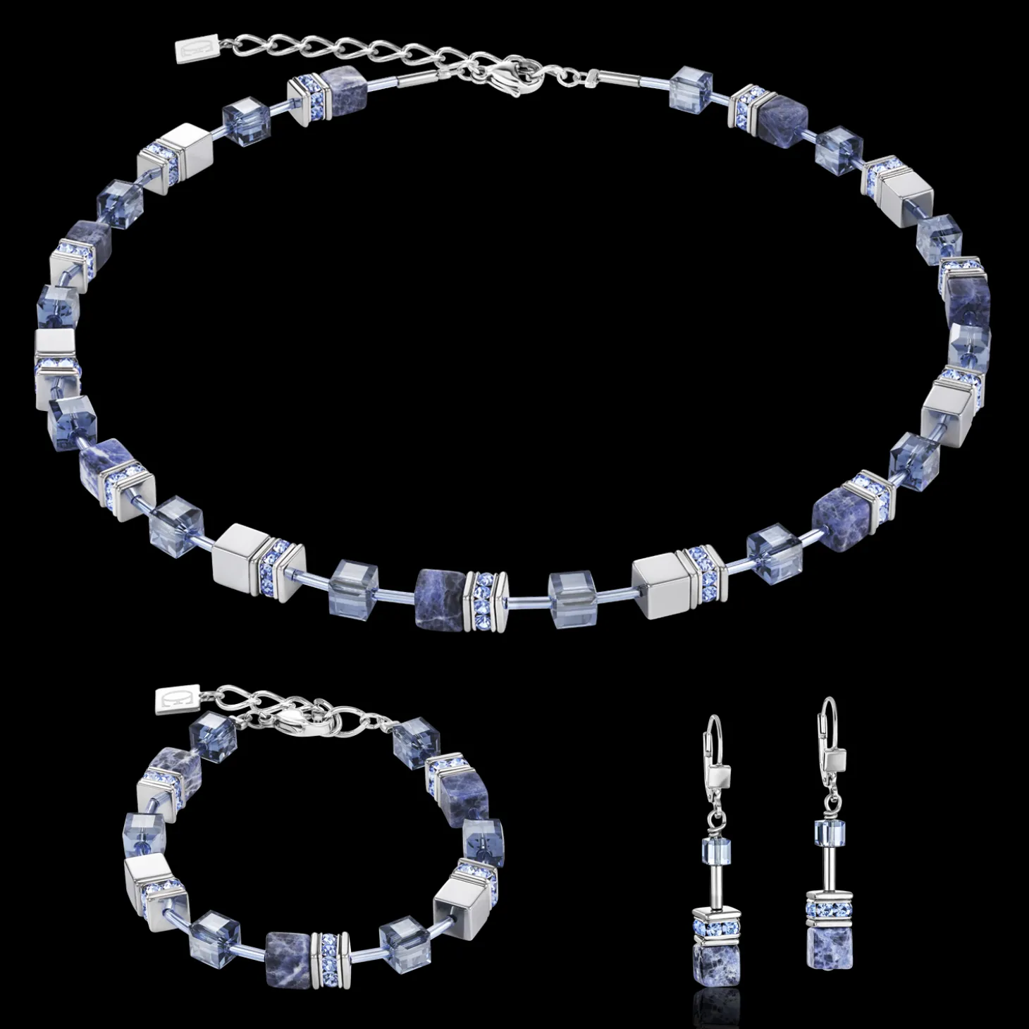 GeoCUBE® Necklace sodalite & haematite blue