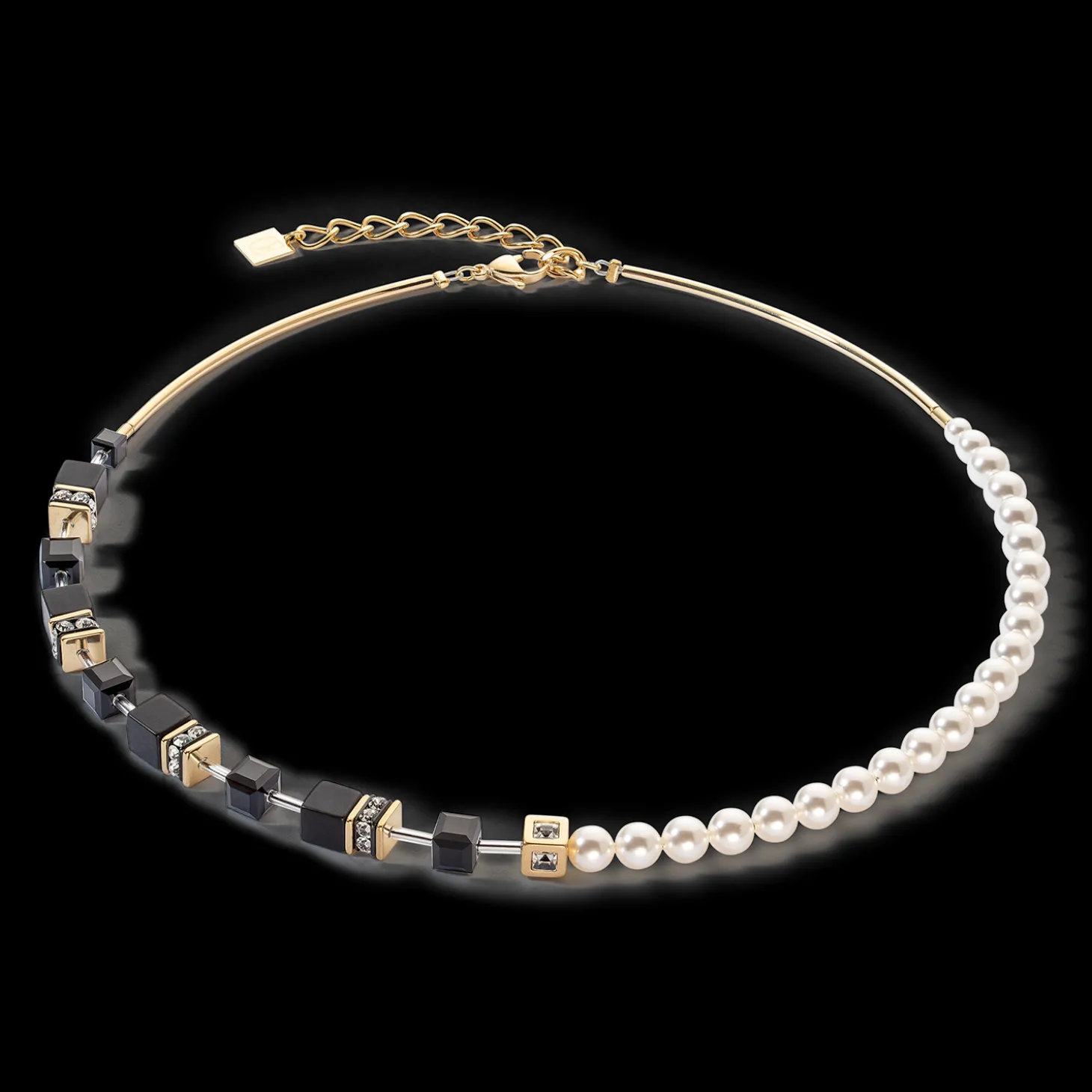 GeoCUBE® Precious Fusion Pearls necklace black-gold