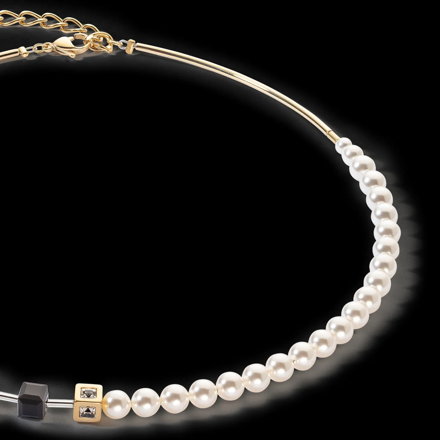 GeoCUBE® Precious Fusion Pearls necklace black-gold