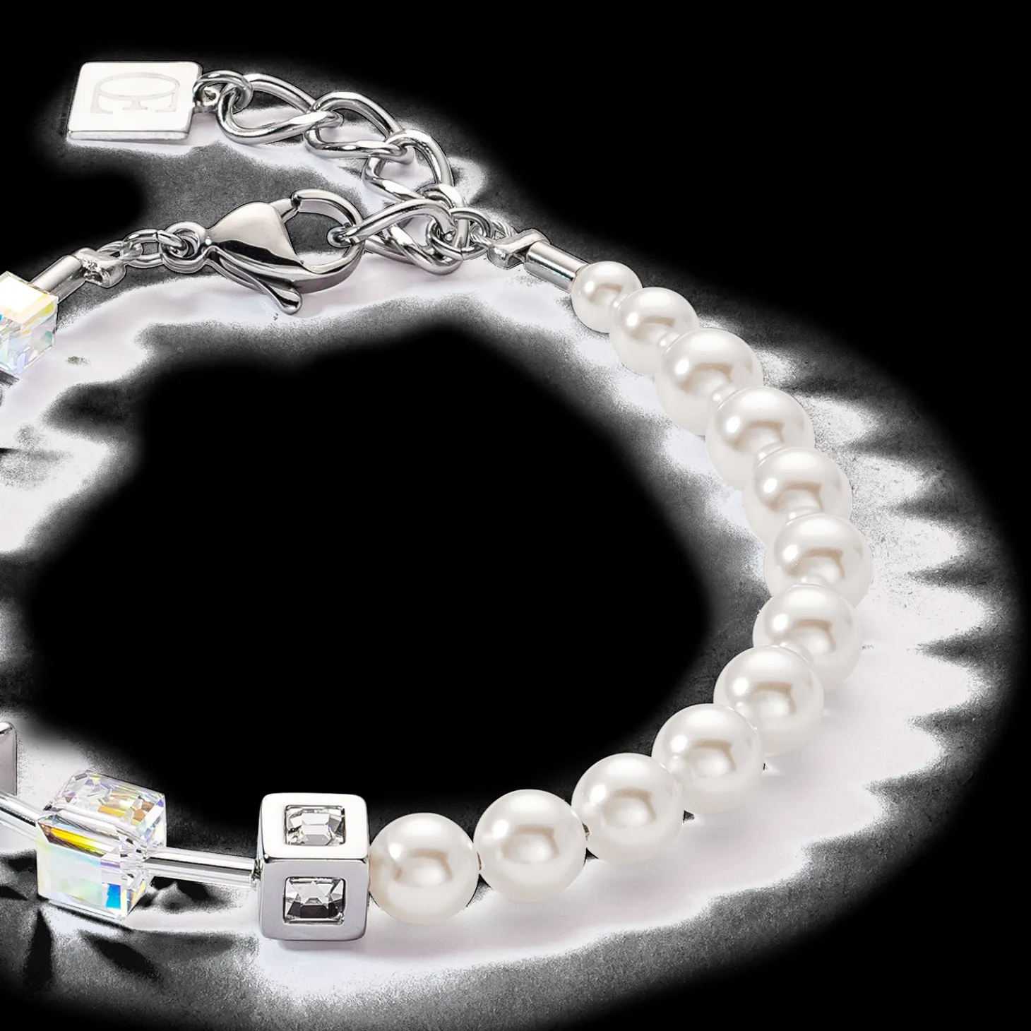 GeoCUBE® Precious Fusion Pearls bracelet white